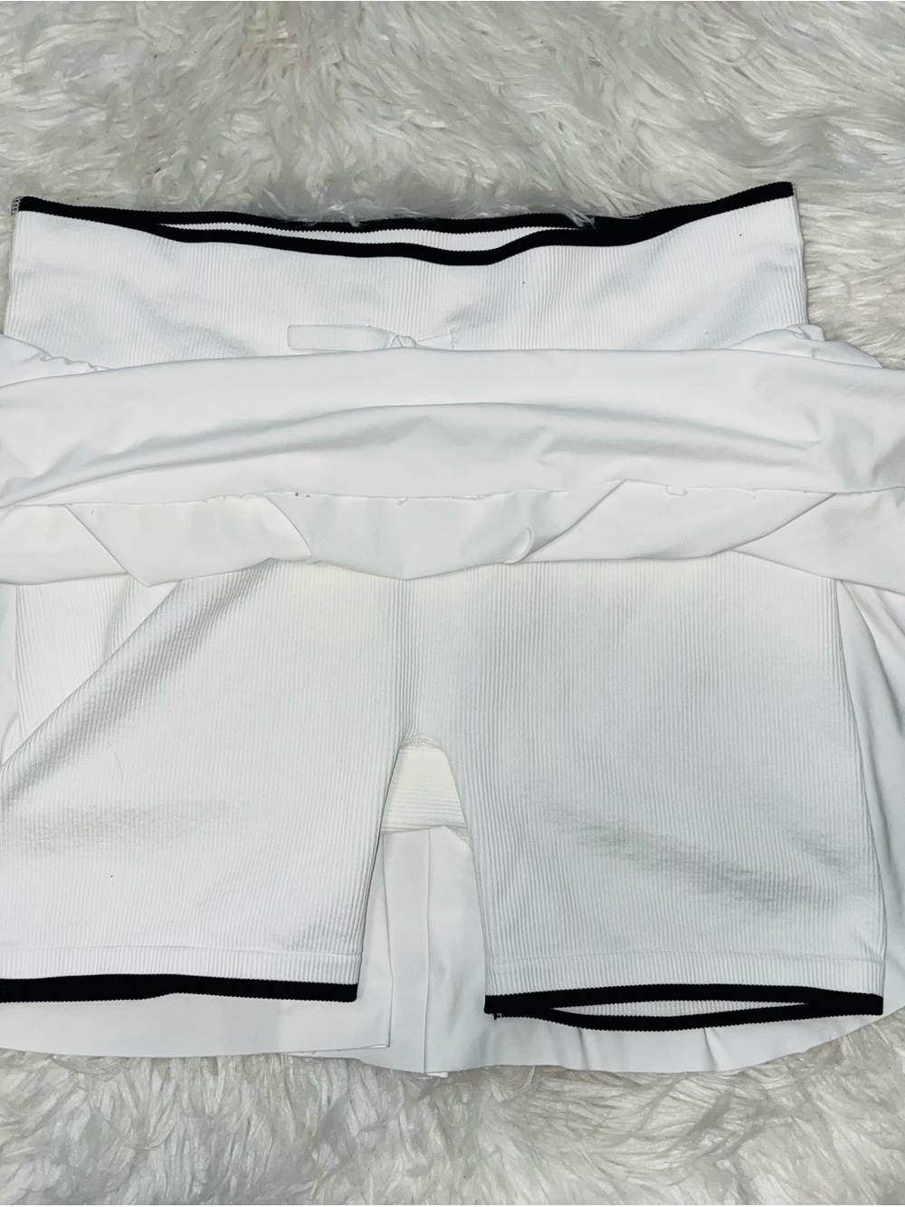 Women’s White Fold-Over Waist Skort with Black Trim